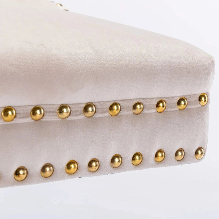 A&A Furniture,Thick Golden Swivel Velvet Barstools Adjusatble Seat Height from 27-35 Inch, Modern Upholstered Bar Stools with Backs Comfortable Tufted for Home Pub and Kitchen Island (Beige,Set of 2) Default -DTYStore