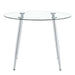 A glass tabletop with a diameter of 38.6 inches and a modern minimalist circular dining table with silver metal legs.Suitable for living rooms, and conference rooms. Default -DTYStore