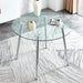 A glass tabletop with a diameter of 38.6 inches and a modern minimalist circular dining table with silver metal legs.Suitable for living rooms, and conference rooms. Default -DTYStore