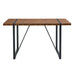 A minimalist retro rectangular dining table with a specially textured top and black metal legs.Contemporary Minimalist MDF Dark Wood Textured Tabletop.Able To Give People A Visual Beauty With Rules. Default -DTYStore