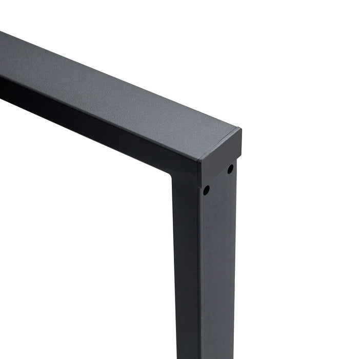 A minimalist retro rectangular dining table with a specially textured top and black metal legs.Contemporary Minimalist MDF Dark Wood Textured Tabletop.Able To Give People A Visual Beauty With Rules. Default -DTYStore