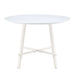 A modern minimalist circular dining table with a 42 inch diameter white patterned tabletop and white metal legs. Suitable for restaurants, living rooms, and conference rooms. Default -DTYStore