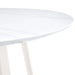 A modern minimalist circular dining table with a 42 inch diameter white patterned tabletop and white metal legs. Suitable for restaurants, living rooms, and conference rooms. Default -DTYStore