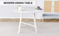 A modern minimalist circular dining table with a 42 inch diameter white patterned tabletop and white metal legs. Suitable for restaurants, living rooms, and conference rooms. Default -DTYStore