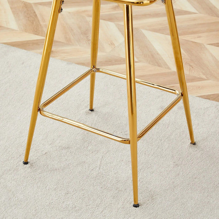 A set of 4 rotating bar stools, equipped with breathable linen cushions - beige seats with golden metal legs, suitable for the height of the kitchen island, dining table or bar counter Default -DTYStore