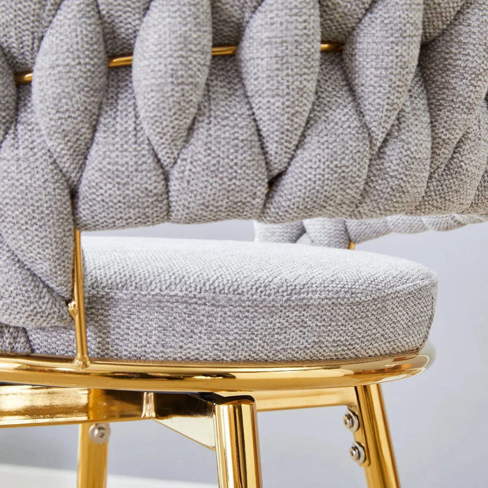 A set of 4 rotating bar stools, equipped with breathable linen cushions - beige seats with golden metal legs, suitable for the height of the kitchen island, dining table or bar counter Default -DTYStore