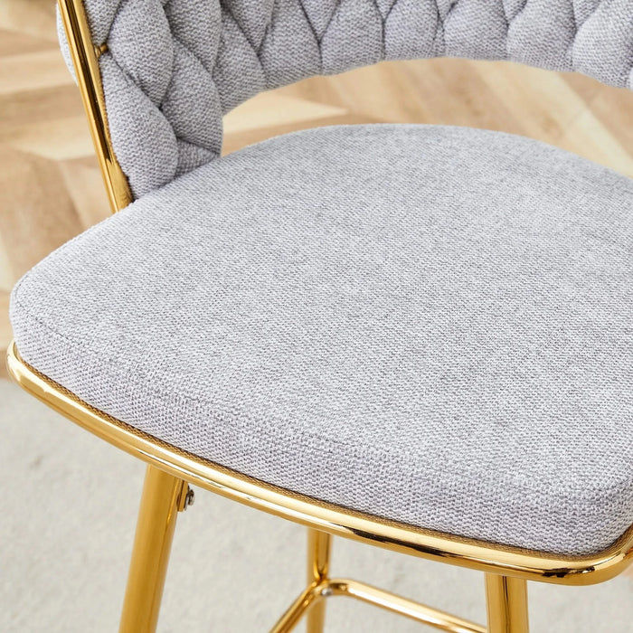 A set of 4 rotating bar stools, equipped with breathable linen cushions - beige seats with golden metal legs, suitable for the height of the kitchen island, dining table or bar counter Default -DTYStore