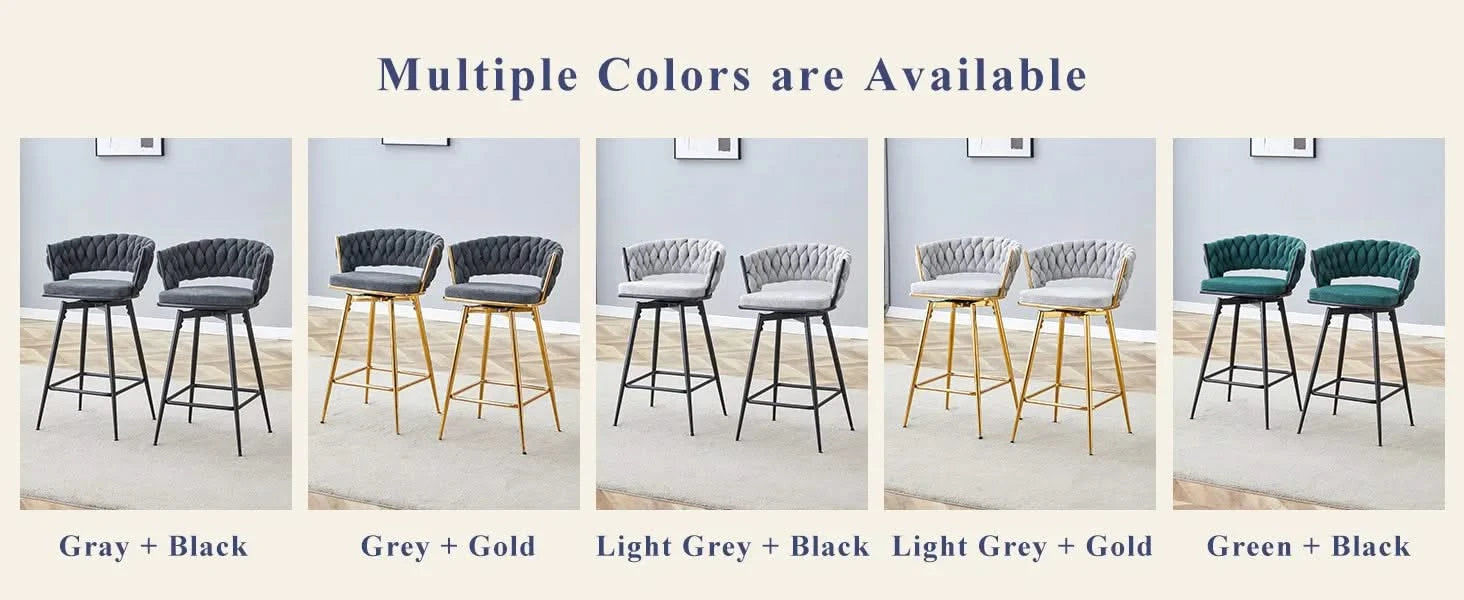 A set of 4 rotating bar stools, equipped with breathable linen cushions - beige seats with golden metal legs, suitable for the height of the kitchen island, dining table or bar counter Default -DTYStore