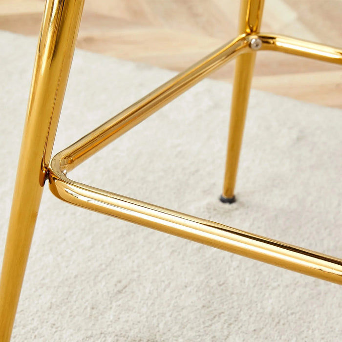 A set of 4 rotating bar stools, equipped with breathable linen cushions - beige seats with golden metal legs, suitable for the height of the kitchen island, dining table or bar counter Default -DTYStore