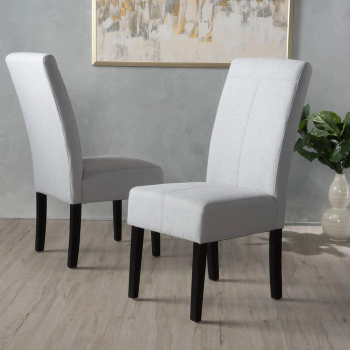 Amaranthine Upholstered Dining Chair with High Back and Wood Legs, Set of 2, Light Grey Default -DTYStore