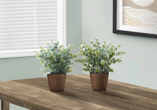 Artificial Plant, 13' Tall, Eucalyptus Grass, Indoor, Faux, Fake, Table, Greenery, Potted, Set Of 2, Decorative, Green Leaves, Brown Pots Default -DTYStore
