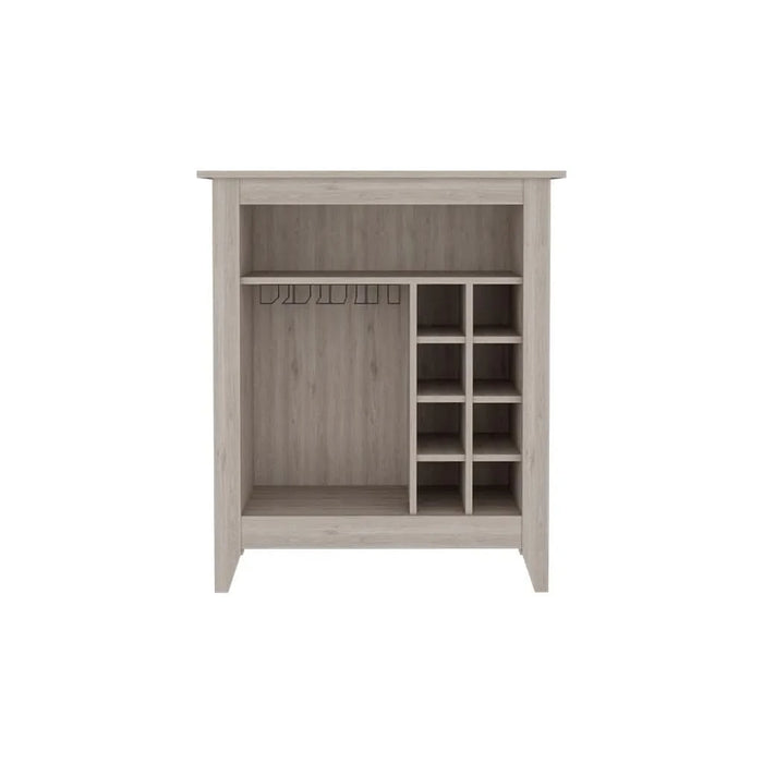 Bar Cabinet Castle, One Open Shelf, Six Wine Cubbies, Light Gray Finish Default -DTYStore