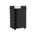 Bar Cart, Glass Door, Four Casters, Two Shelves, Black Default -DTYStore