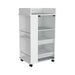 Bar Cart with Glass Door, 2-Side Shelves and Casters, White Default -DTYStore