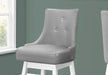 Bar Stool, Set Of 2, Swivel, Bar Height, White Wood, Grey Leather Look, Transitional Default -DTYStore