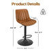 Bar Stools Set of 2, Swivel Adjustable Barstools, Bar Height Stools with Back Support, PU Leather Counter Height Bar Chairs for Kitchen Island Rustic Barstool, Brown Default -DTYStore