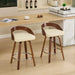 Bar Stools Set of 2, Swivel Bar Height Stools with Low Back, Wood Bar Chairs with Soft Cushion Seat, 25-Inch Seat Height (Beige, 25' Counter Height) Default -DTYStore