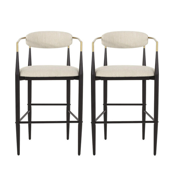 Barstools Set of 2, Counter Height Upholstered Bar Stools with Backs and Iron Legs for Kitchen Island, Beige Fabric Seating 260LBS Weight Capacity Default -DTYStore