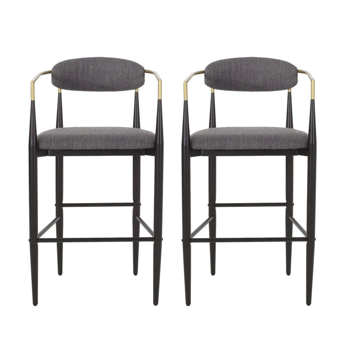 Barstools Set of 2, Counter Height Upholstered Bar Stools with Backs and Iron Legs for Kitchen Island, Gray Fabric Seating 260LBS Weight Capacity Default -DTYStore