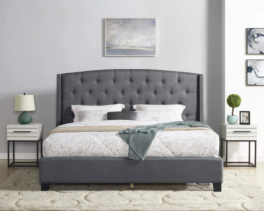 Belize 3-Piece Upholstered Bedroom Set, Tufted Wingback Bed with Two White Nightstands Default -DTYStore