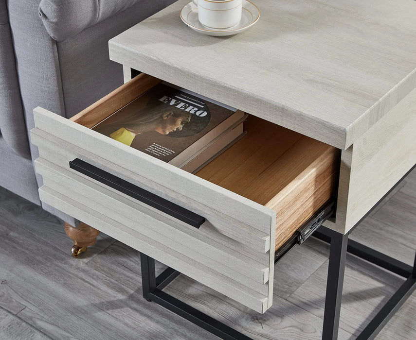 Belize 3-Piece Upholstered Bedroom Set, Tufted Wingback Bed with Two White Nightstands Default -DTYStore