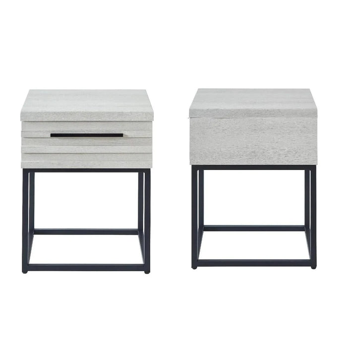 Belize 3-Piece Upholstered Bedroom Set, Tufted Wingback Bed with Two White Nightstands Default -DTYStore