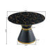 Black Marble Printed MDF Round Dining Table, Black Columnar Base with Gold Annulus(Not Including Chairs) Default -DTYStore