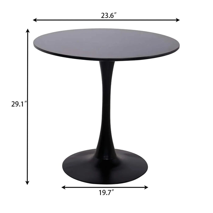 Black Round Table, Modern Dining Table, MDF Top and Steel Base Tulip Round Kitchen Table, Mid Century Coffee Table for Living Room 24 Inch,Kitchen Table,Oval Dining Table,Gift for Mother's day Default -DTYStore