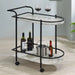 Black and Faux White Marble Serving Cart with Wine Rack Default -DTYStore