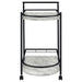Black and Faux White Marble Serving Cart with Wine Rack Default -DTYStore