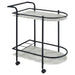 Black and Faux White Marble Serving Cart with Wine Rack Default -DTYStore