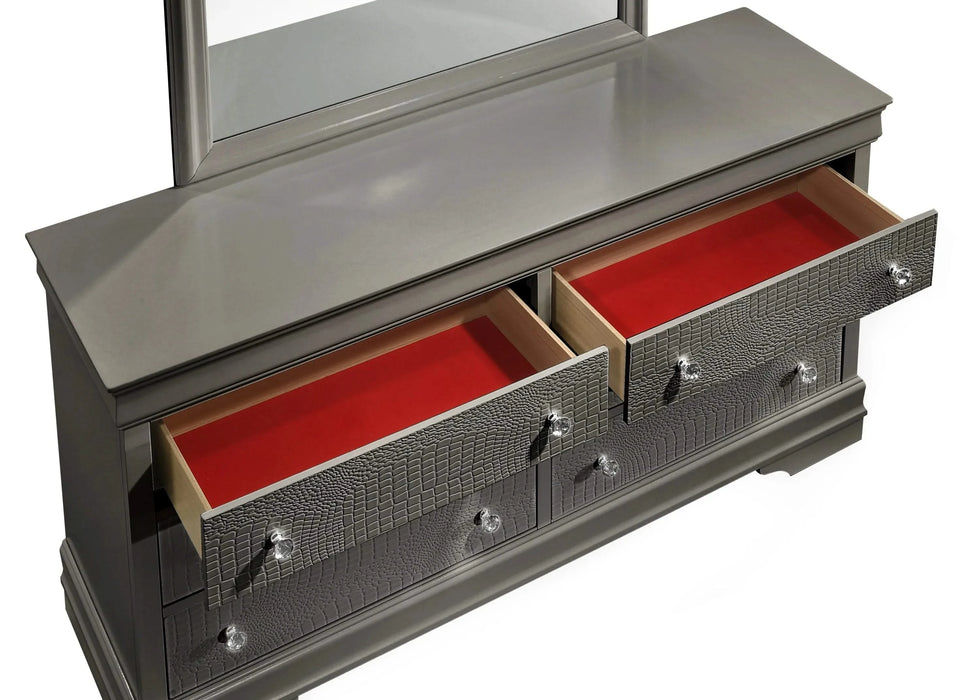 Blaze Upholstered Modern Style 4 Pc Full Bedroom Set with LED Headboard Made with Wood in Metallic Gray(NJ INVENTORY) Default -DTYStore