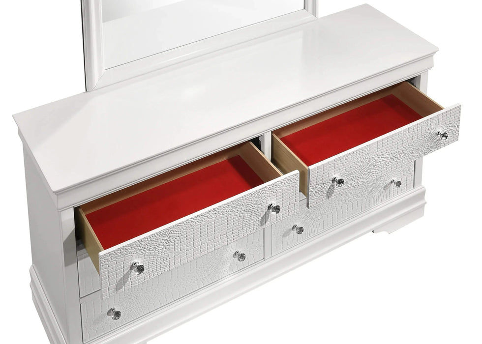 Blaze Upholstered Modern Style 5 Pc Full Bedroom Set with LED Headboard Made with Wood in White(CA WAREHOUSE) Default -DTYStore