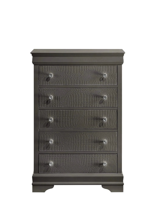 Blaze Upholstered Modern Style 5 Pc Queen Bedroom Set with LED Headboard Made with Wood in Metallic Gray(CA WAREHOUSE) Default -DTYStore