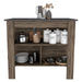 Brooklyn Kitchen Island, Three Concealed Shelves Default -DTYStore