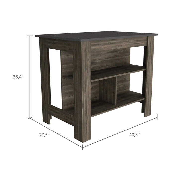 Brooklyn Kitchen Island, Three Concealed Shelves Default -DTYStore