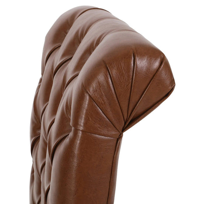 Broxton Tuft Dining Rolltop Chair Set of 2, Contemporary Design, Light Brown, PU Material Default -DTYStore