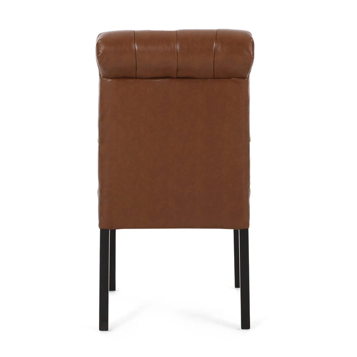 Broxton Tuft Dining Rolltop Chair Set of 2, Contemporary Design, Light Brown, PU Material Default -DTYStore