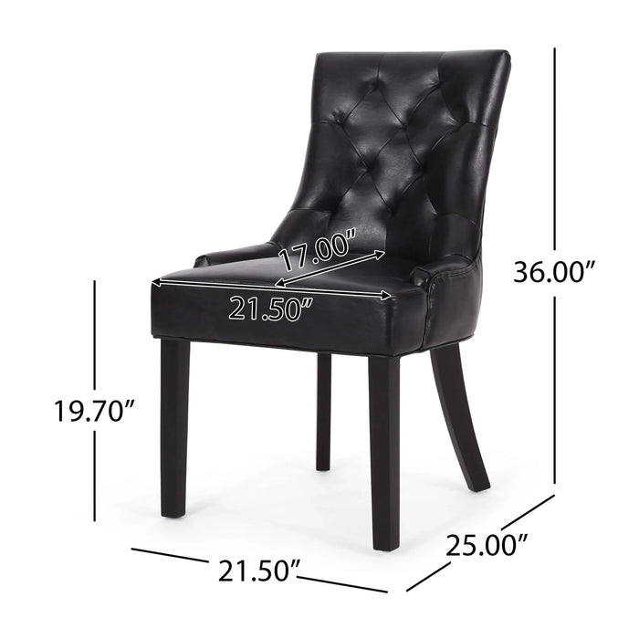 CHENEY Dining Chair Set of 2 - Contemporary Style with Tufted Diamond Stitching - Black PU Upholstery - 21.5'' x 25'' x 36'' Default -DTYStore