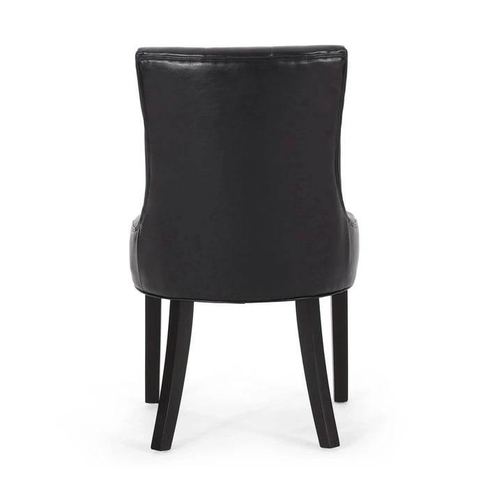 CHENEY Dining Chair Set of 2 - Contemporary Style with Tufted Diamond Stitching - Black PU Upholstery - 21.5'' x 25'' x 36'' Default -DTYStore
