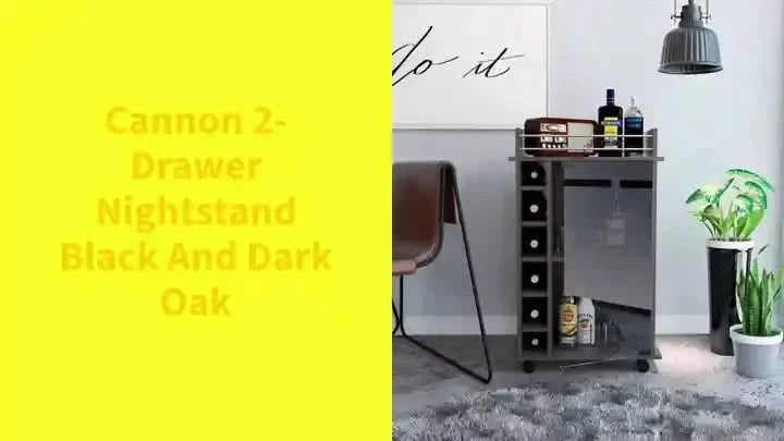 Cannon 2-Drawer Nightstand Black and Dark Oak -DTYStore