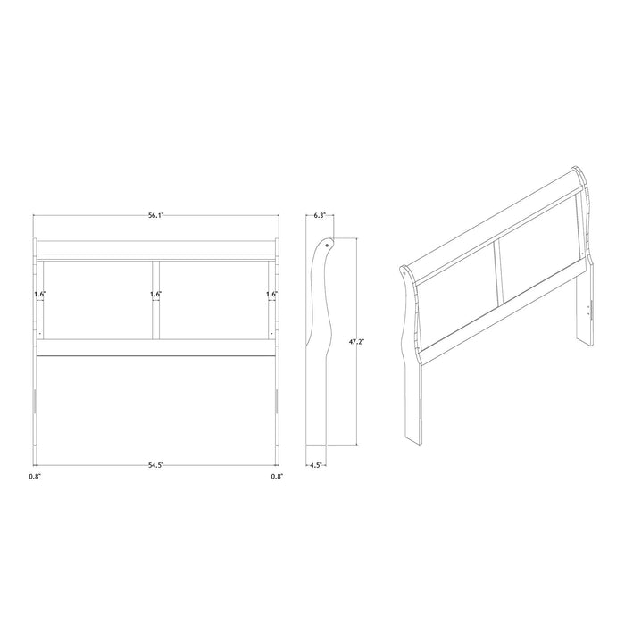 Charlston Sleigh Style 5-Piece Bedroom Set with LED Headboard in Blue Solid Wood and MDF Default -DTYStore