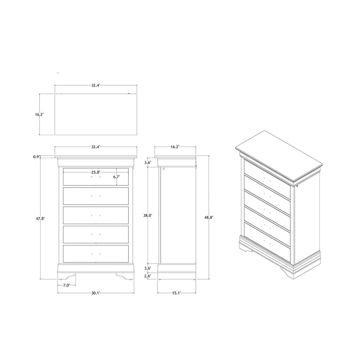 Charlston Sleigh Style 5-Piece Bedroom Set with LED Headboard in Blue Solid Wood and MDF Default -DTYStore