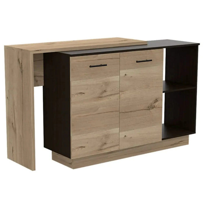 Chesterfield 2-Shelf 1-Drawer Kitchen Island Black Wengue and Light Oak Default -DTYStore