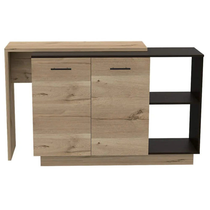 Chesterfield 2-Shelf 1-Drawer Kitchen Island Black Wengue and Light Oak Default -DTYStore
