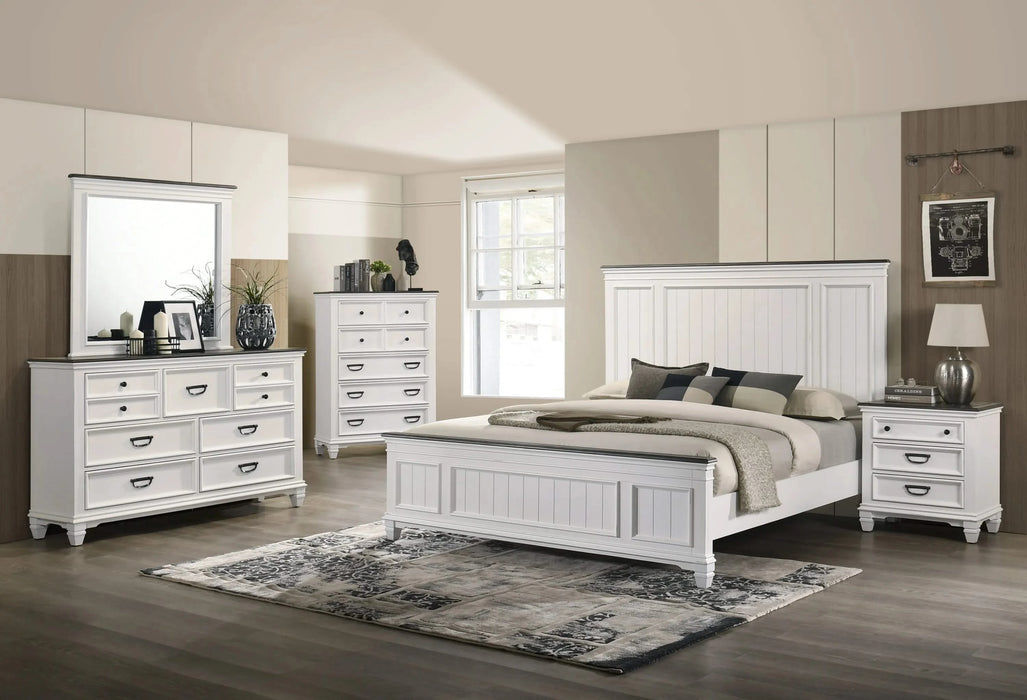 Clelane Wood Bedroom 5 piece Set with Shiplap Panel King Bed, Dresser, Mirror, Nightstand, and Chest Default -DTYStore
