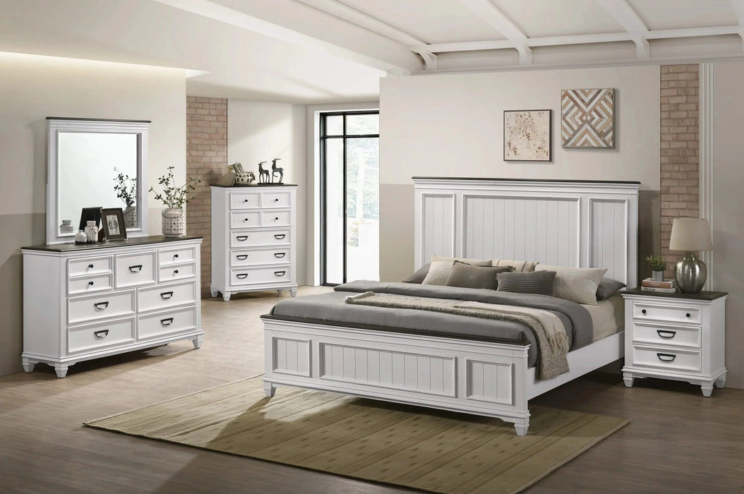 Clelane Wood Bedroom 5 piece Set with Shiplap Panel King Bed, Dresser, Mirror, Nightstand, and Chest Default -DTYStore
