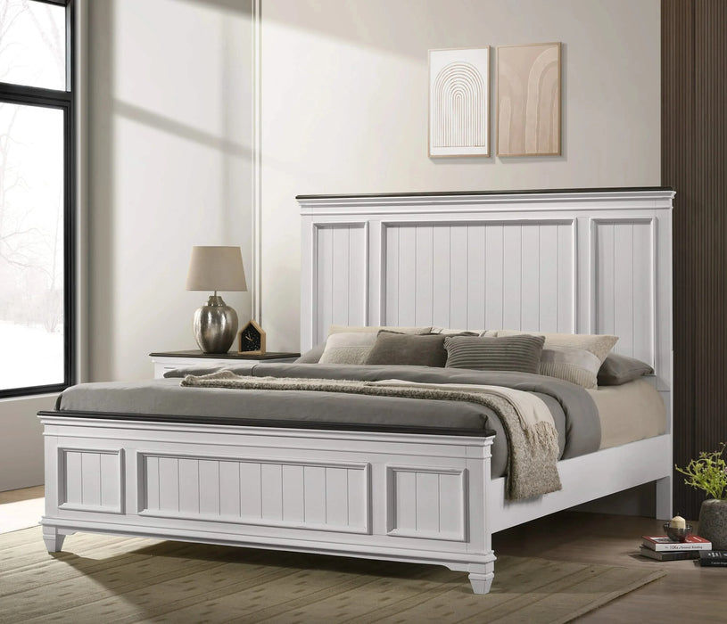 Clelane Wood Bedroom Set with Shiplap Panel King Bed, Dresser, Mirror, and two Nightstands Default -DTYStore
