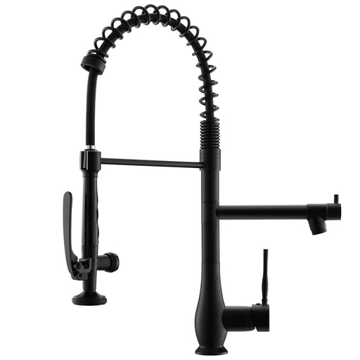 Commercial Kitchen Faucet Pull Down Sprayer Black and Nickel,Single Handle Kitchen Sink Faucet Default -DTYStore