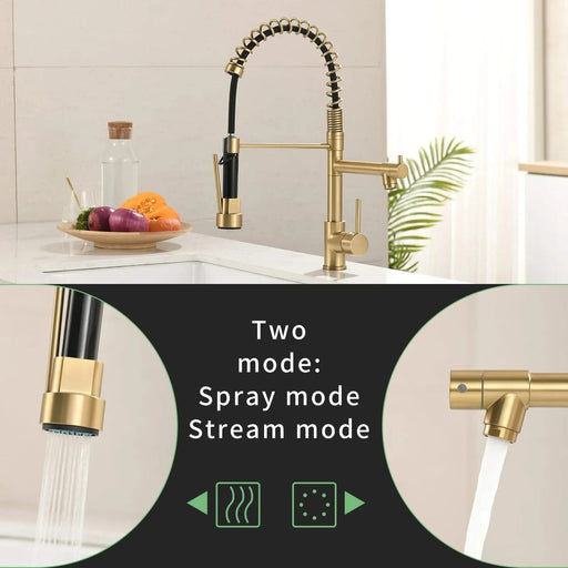 Commercial Kitchen Faucet with Pull Down Sprayer, Single Handle Single Lever Kitchen Sink Faucet Default -DTYStore